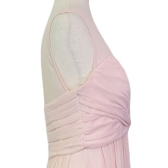David's Bridal Blush Illusion Neckline Ruched Sleeveless Special Occasion Dress - Picture 3 of 8